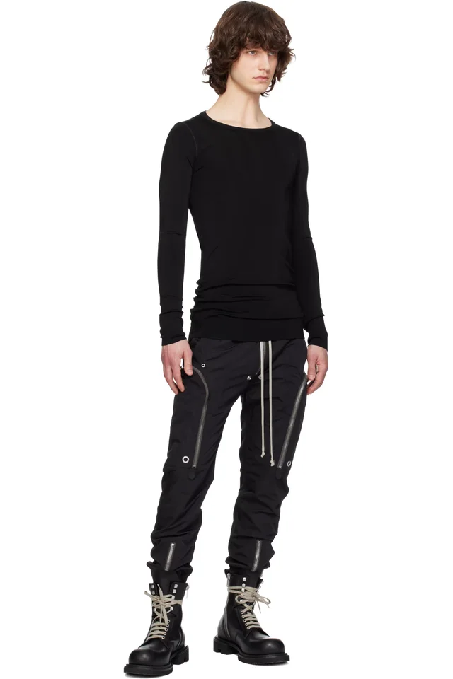 Rick Owens Black Temple Rib LS T-shirt, photo 4 of 4 from SSENSE
