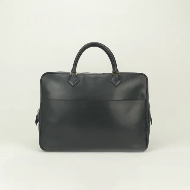 Hermès Plume Doc 38 Business Briefcase Box Calf Noir Black Silver in Black Box leather from The Reluxe