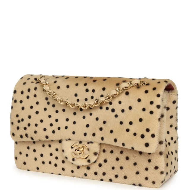 Chanel "Cheetah Print" Medium Flap Bag Light Beige Calf Hair and Black Lambskin Gold Hardware in Beige Calf Hair/Lambskin from Madison Avenue Couture, photo 5 of 10