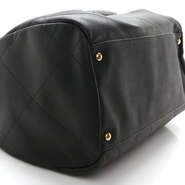 Chanel Grained Calfskin Lambskin Quilted Large Bowling Bag Black in Black Caviar leather from FASHIONPHILE, photo 9 of 10