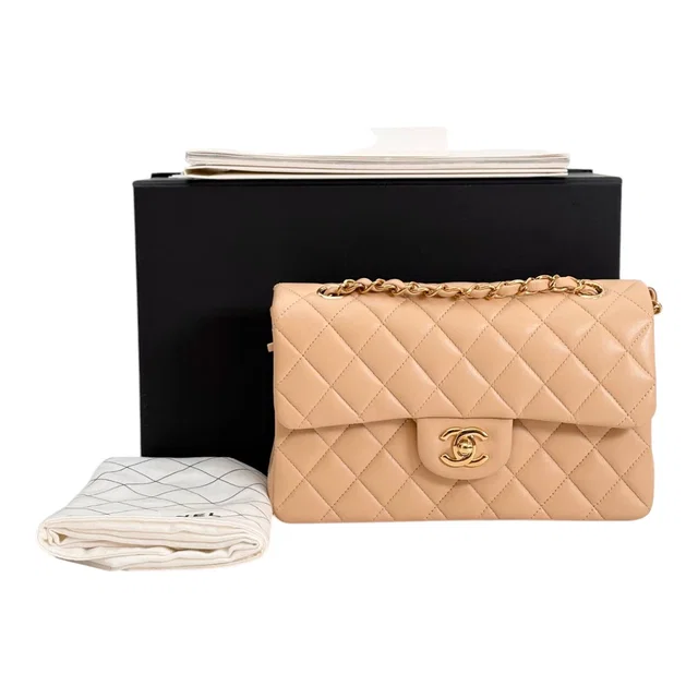 Chanel Small Beige Classic Flap in Beige Lambskin from Luxury Promise