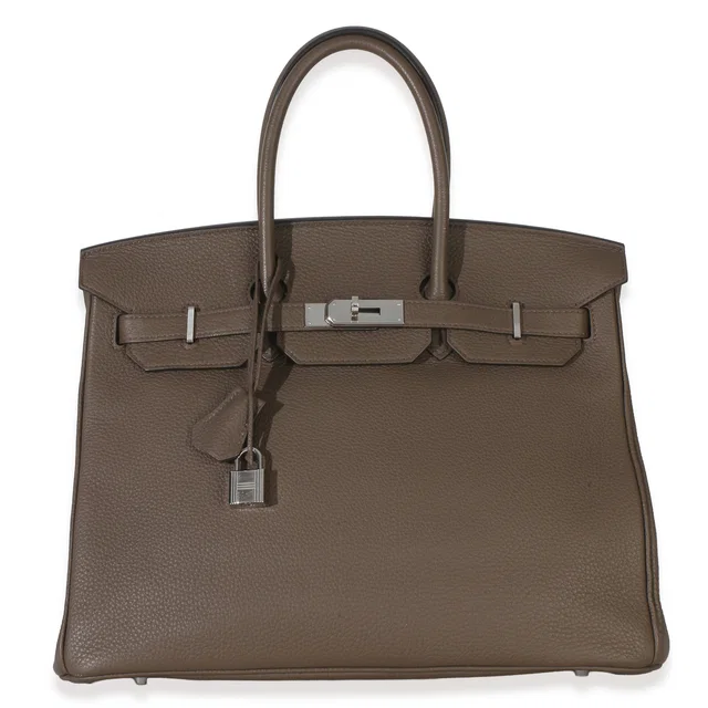 Hermès Ecorce Togo Birkin 35 Phw Gray Leather Handbag in Grey Togo leather from HEWI
