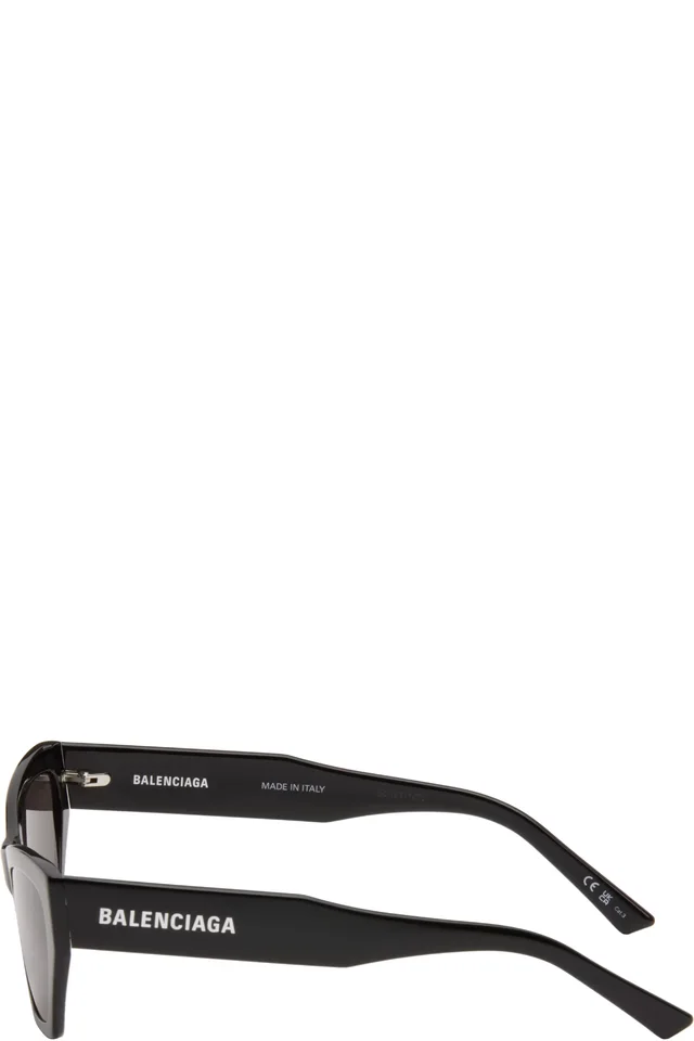 Balenciaga Black Flat Text Cateye Sunglasses, photo 3 of 4 from SSENSE