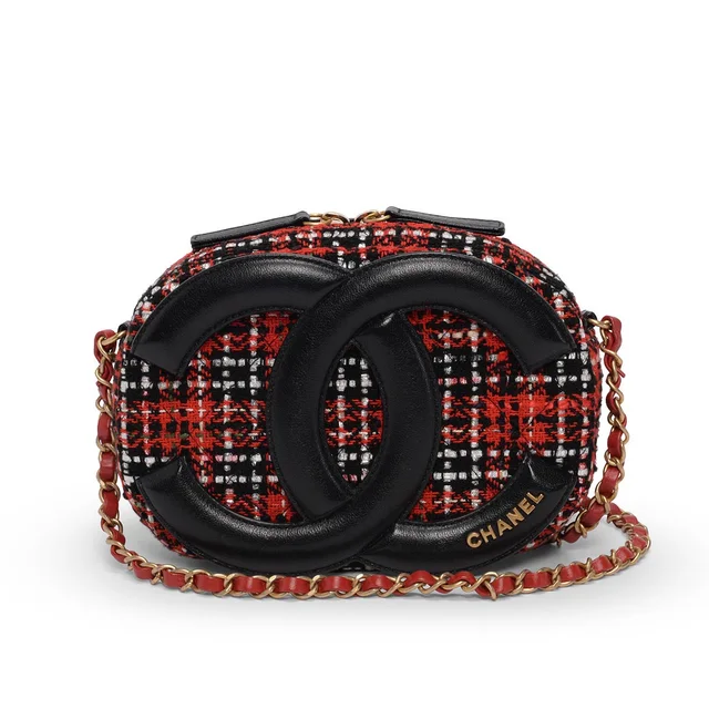 Chanel Tweed & Lambskin Coco Midnight Camera Case in Red Lambskin from Blue Spinach