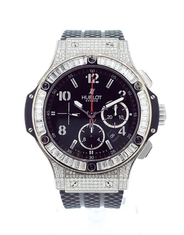 Hublot Big Bang Chronograph Diamond Black Dial Mens Watch 301.SW.130.RX.094 in silver|black|gray from Jomashop.com