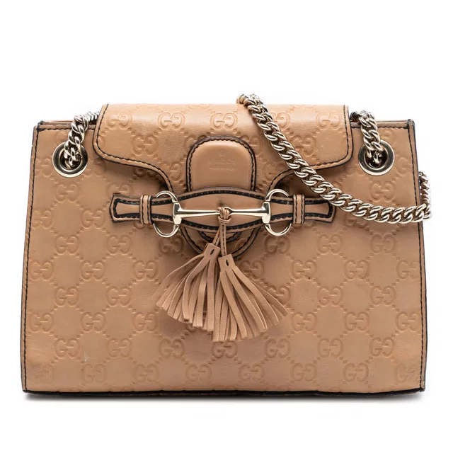 Beige Gucci Small Guccissima Emily Shoulder Bag in Beige Leather from Designer Revival