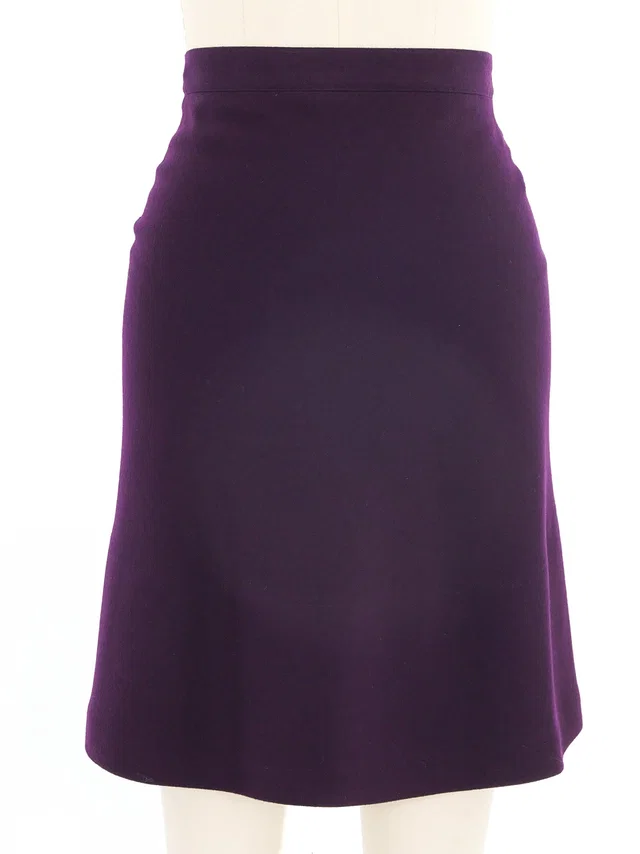 Alaïa Aubergine Wool Skirt in Wool from Arcade Vintage