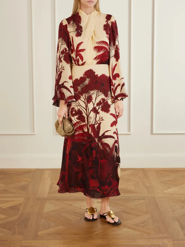 JOHANNA ORTIZ Maiden Voyage floral-print silk-georgette midi dress in Red, photo 2 of 2 from NET-A-PORTER (Canada)
