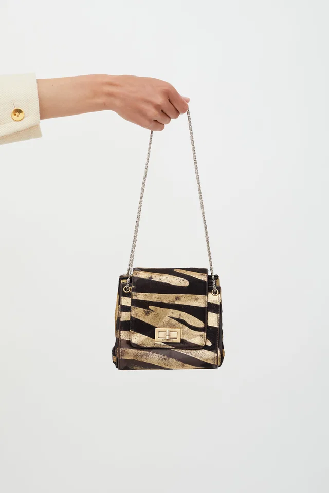 Chanel Brown & Gold Textured Crossbody Bag in Brown from VSP Consignment
