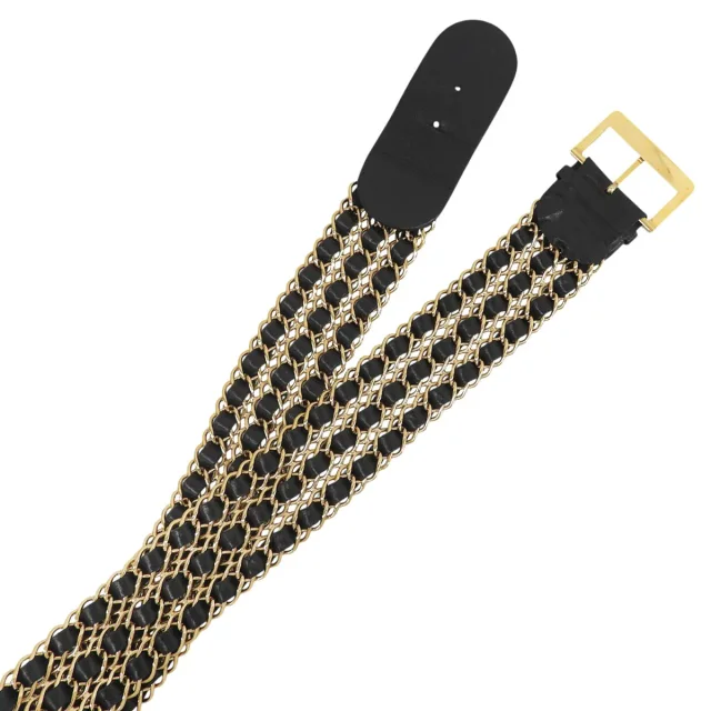 Chanel Chain Belt Black/Gold in Black Leather from VINTAGE QOO TOKYO, photo 7 of 7