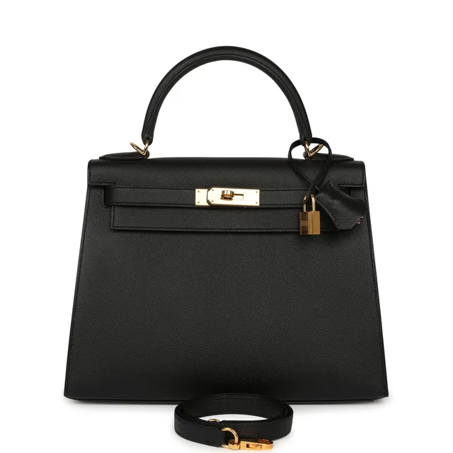 Hermès Kelly Sellier 28 Black Epsom Gold Hardware in Black Epsom leather from Madison Avenue Couture