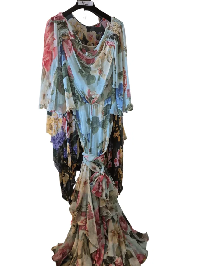 Dolce & Gabbana Dress Maxi Multicolour Flowers Logo from Luxury Promise
