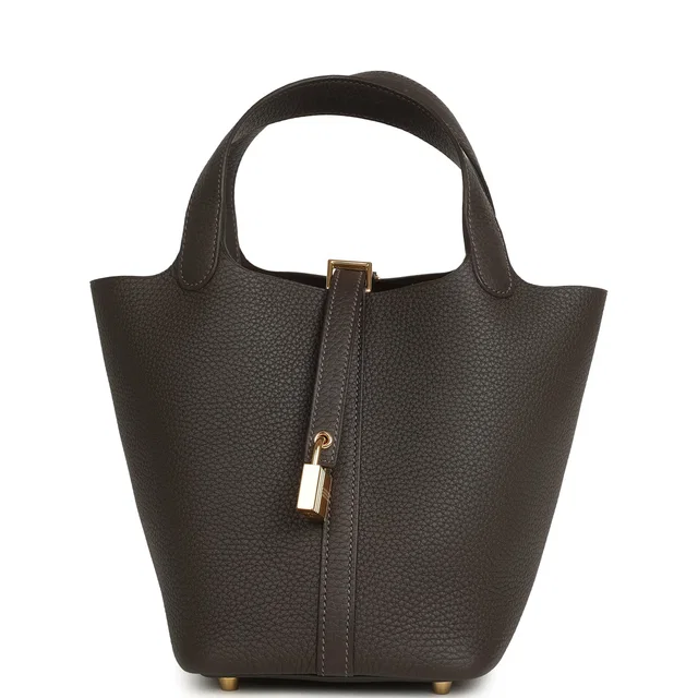 Hermès Picotin Lock 18 Ebene Clemence Gold Hardware in Brown Clemence leather from Madison Avenue Couture