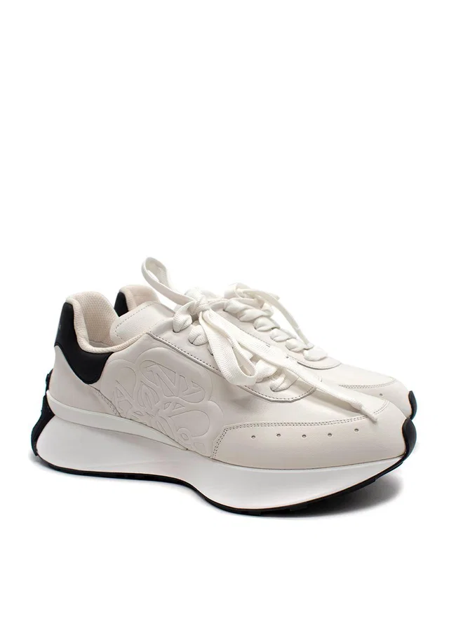 Alexander McQueen White Sprint Runner Nappa Leather Trainers in White Nappa leather from HEWI