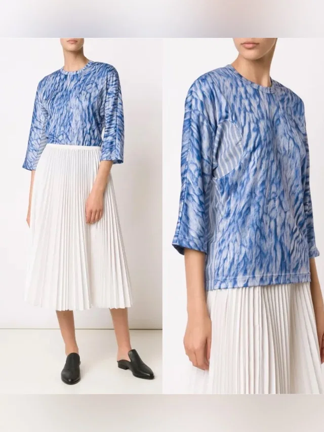 Comme des Garçons Comme Des Garons Abstract Print Blouse in blue|white from Poshmark