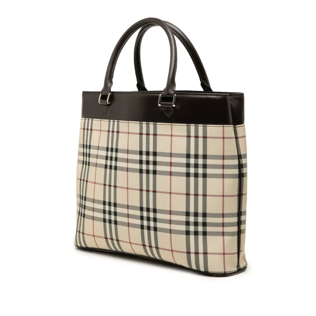 Beige Burberry House Check Canvas Tote in Beige Canvas from Designer Revival, photo 2 of 6