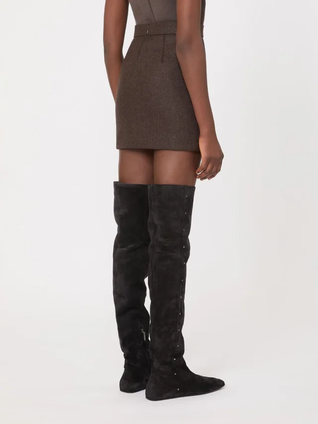 Max Mara Short felted wool skirt - Mud, photo 2 of 2 from SENSER