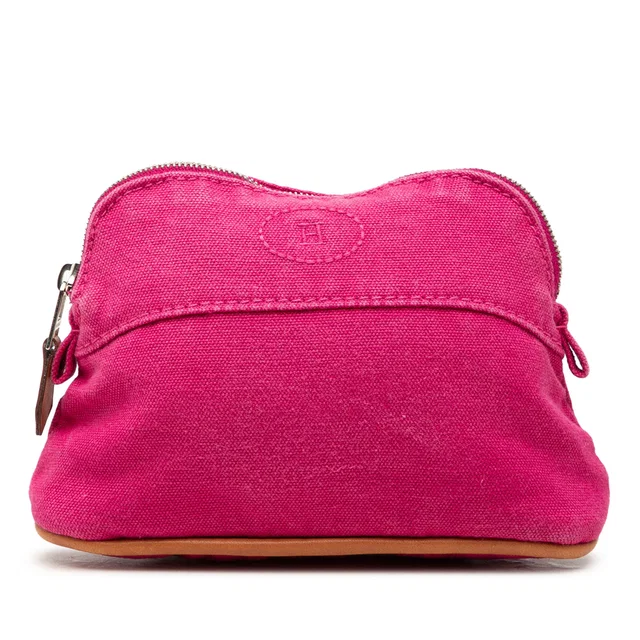 Pink Hermès Mini Canvas Bolide Pouch in Pink Canvas from Designer Revival