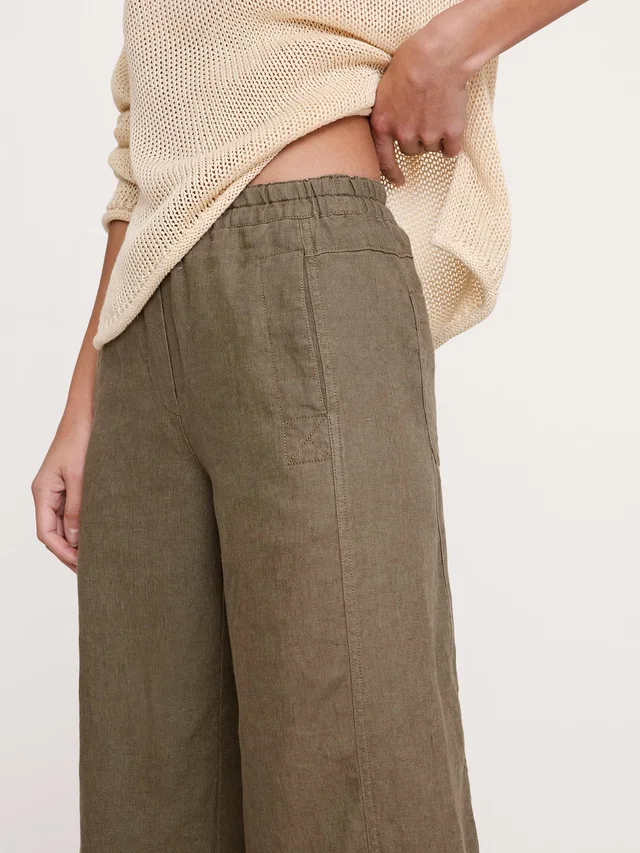Banana Republic Mid-Rise Relaxed Painter Pull-On Pant in Linen in Campground Green, photo 3 of 5 from Banana Republic (US)