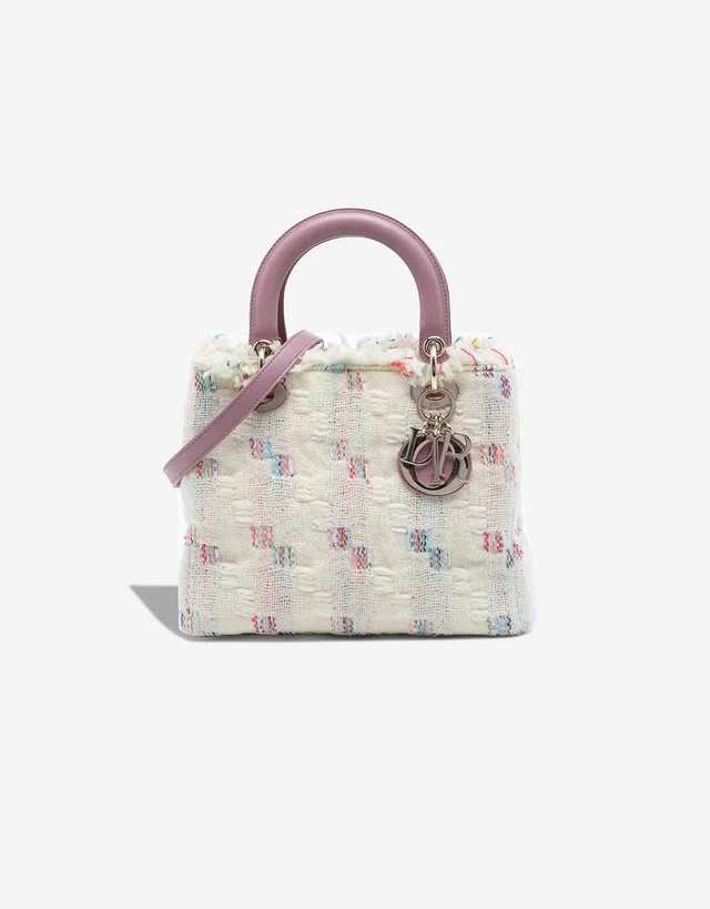Dior Lady Medium Tweed / Lamb White / Light Lilac in Multicolour, Pink, White Tweed from SACLÀB