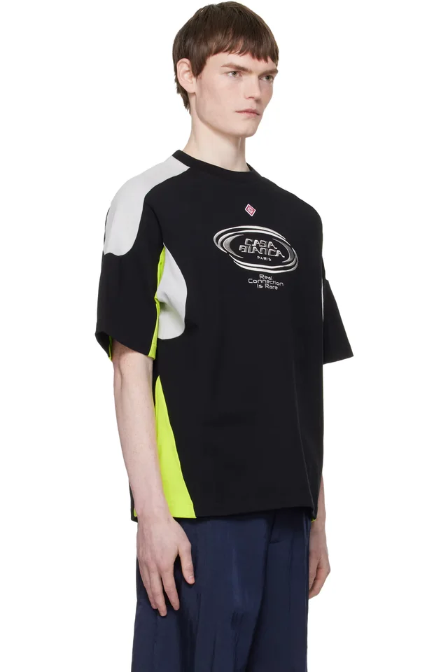 Casablanca Black Colourblock Oversized Short Sleeve T‑shirt, photo 2 of 4 from SSENSE