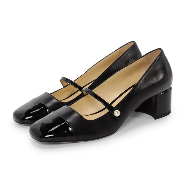 Jimmy Choo Nappa & Patent Elisa Pumps 41 in Black Nappa leather from Blue Spinach