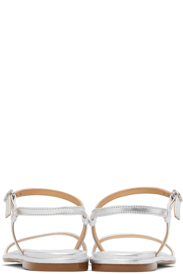 Aeyde Silver Nettie Leather Sandals, photo 2 of 4 from SSENSE