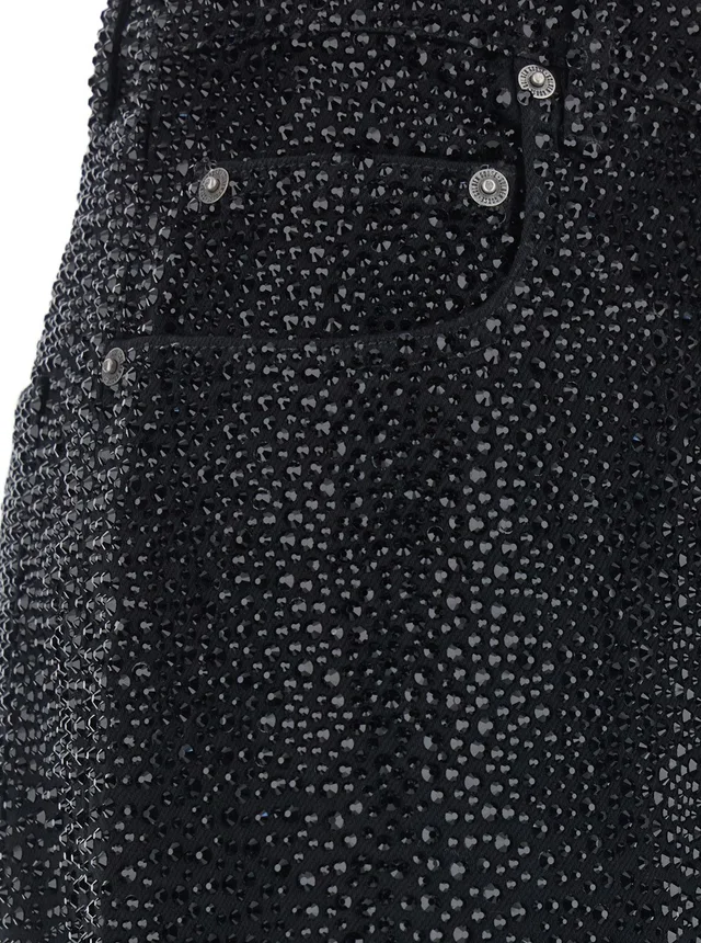 Golden goose Black Jeans with Belt Loops and All-Over Crystal Decoration in Denim for Women in Black 100% Cotton, photo 6 of 6 from Gaudenzi Boutique