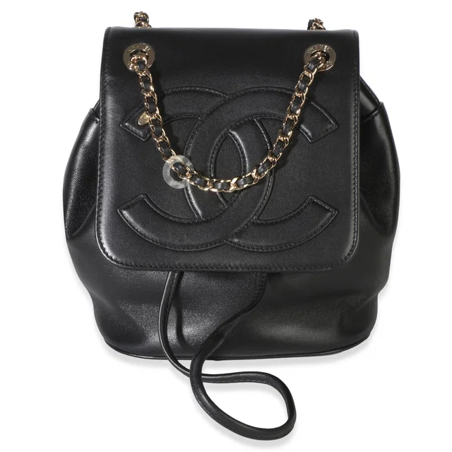 Chanel Black Lambskin CC Mania Mini Backpack in Black Lambskin from myGemma