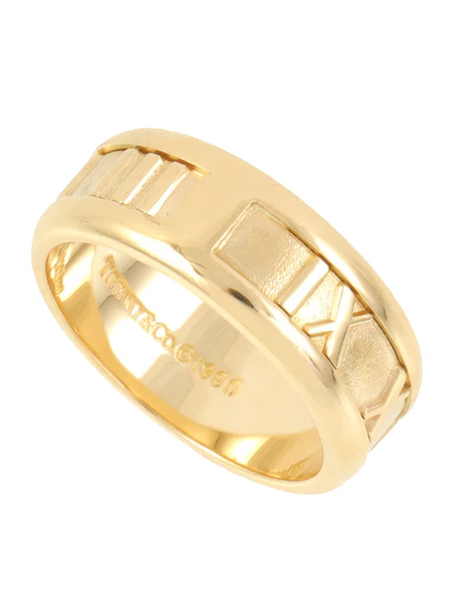 Tiffany & Co. 18K Atlas Ring #52 Gold in Gold from VINTAGE QOO TOKYO