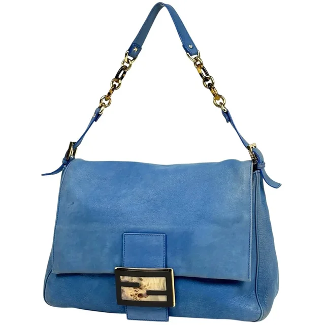 Fendi Shoulder Bag Zucca Logo Big Mamma Baguette Leather Blue 8br638 Women's in blue Leather from Grailed
