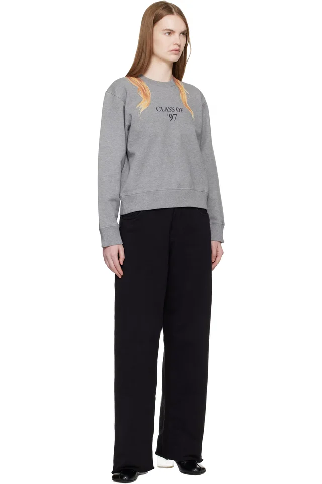 MM6 Maison Margiela Gray Unbrushed Cotton Sweatshirt, photo 4 of 4 from SSENSE