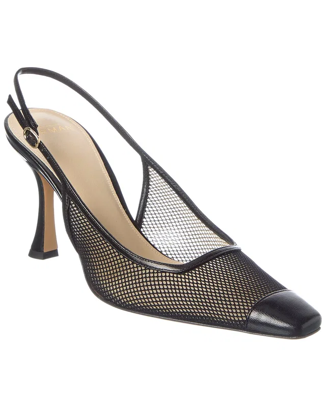 Alexandre Birman Olivia Mesh 85 Leather Pump in Black, image 1 of 1 from Gilt