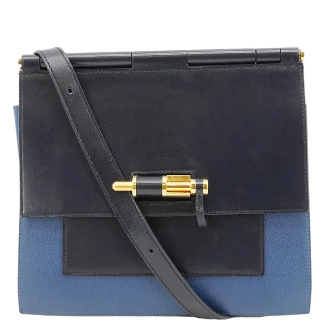 Hermès Sacabar Leather Crossbody Bag Blue in Blue Leather from Dallas Designer Handbags