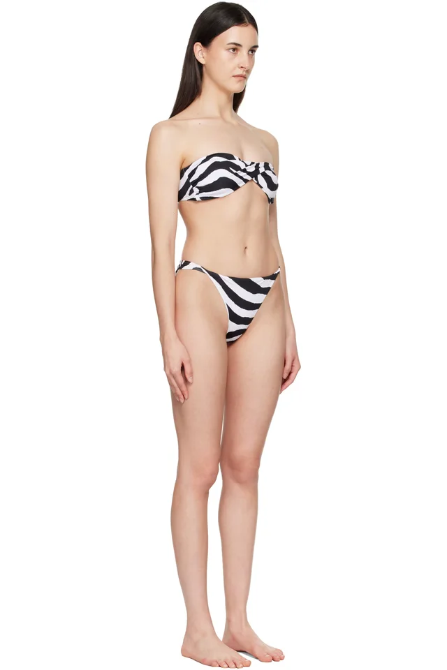 BALMAIN Black & White Bandeau Bikini, photo 2 of 4 from SSENSE