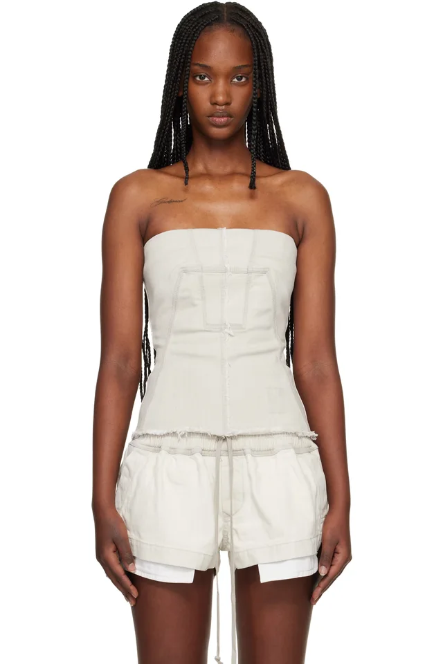 Off-White Temple Bustier Denim Top, image 1 of 1 from SSENSE