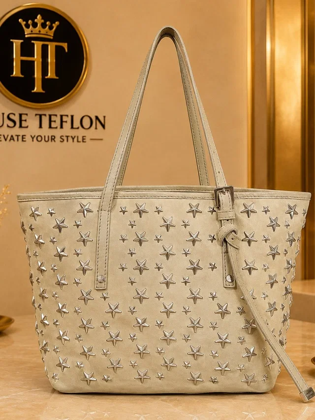 Jimmy Choo Star Studded Leather Tote Bag Made In Italy in brown|silver|neutral|gray Leather from Poshmark