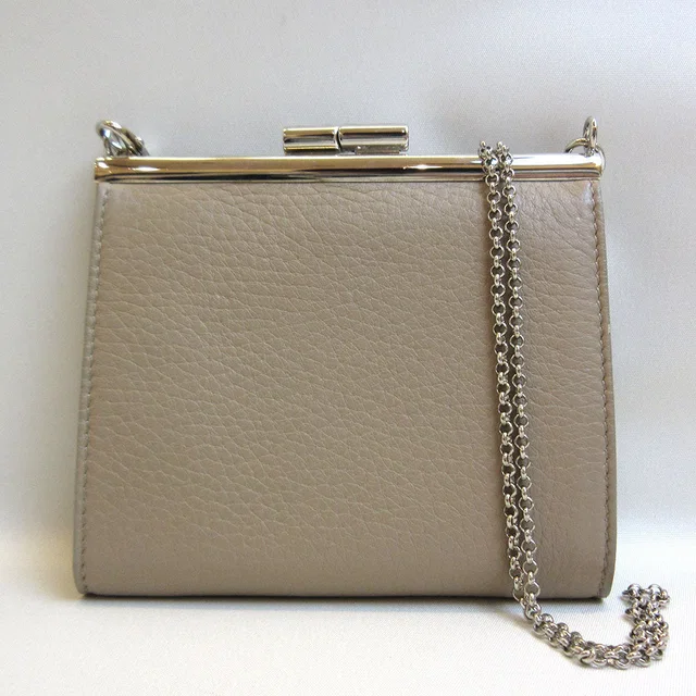 Bvlgari Leather Chain Wallet Beige Coin Case in Beige Leather from LuxUness