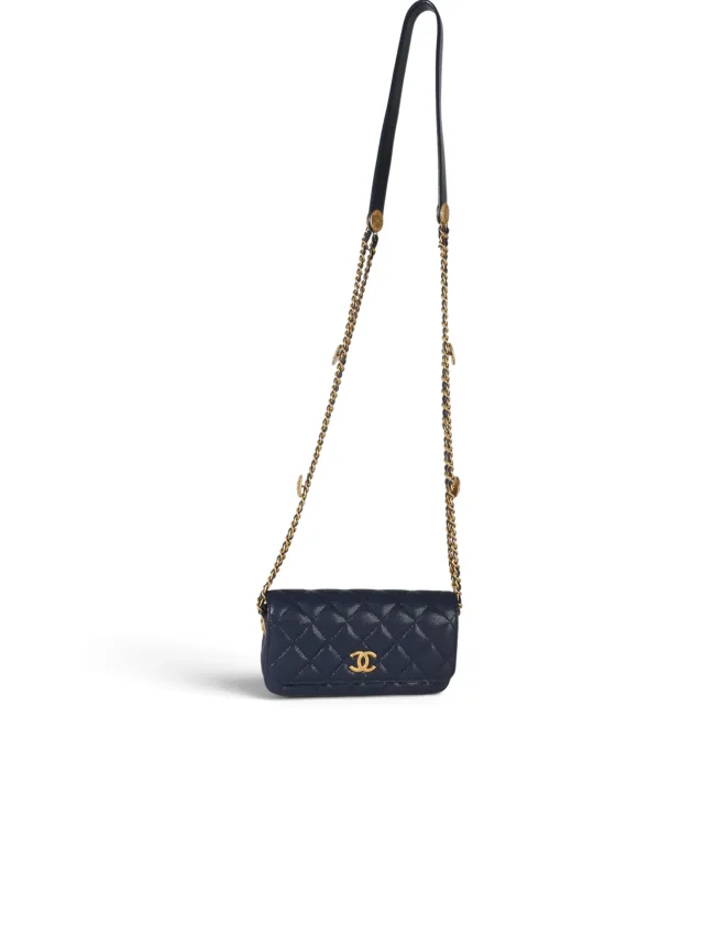 Chanel Navy Caviar Twist Your Buttons Phone Holder in Navy Caviar leather from Season 2 Consign, photo 8 of 9