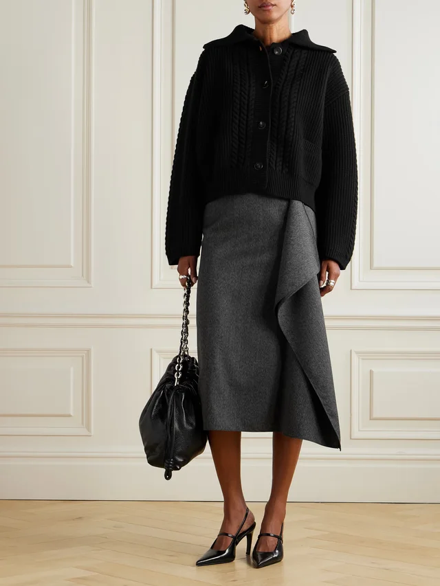 SASUPHI Cable-knit wool and cashmere-blend cardigan in Black, photo 2 of 2 from NET-A-PORTER (Canada)