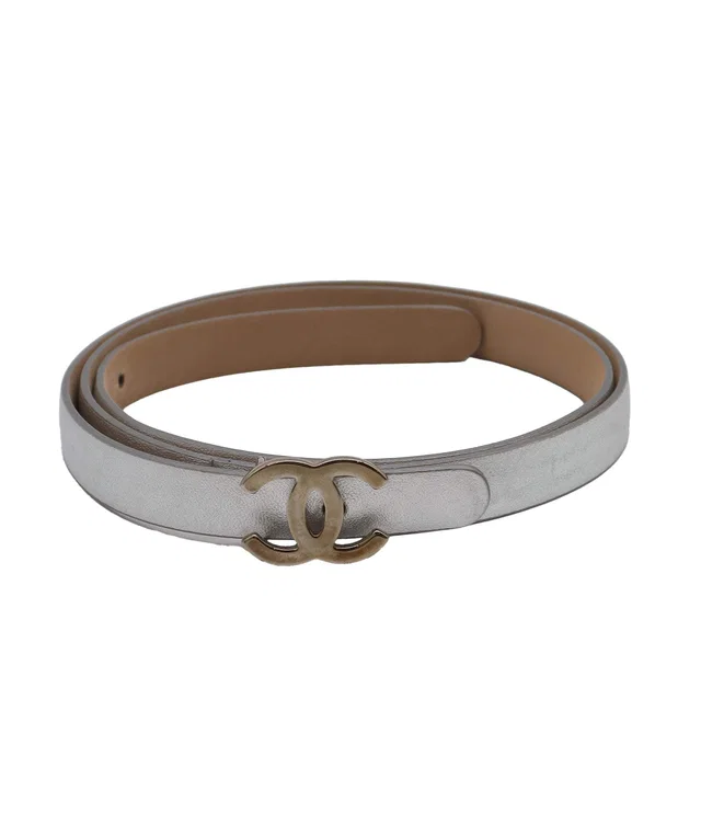 Chanel Chain Belt Double Layer Silver Lambskin SHW in Silver Lambskin from Luxury Promise