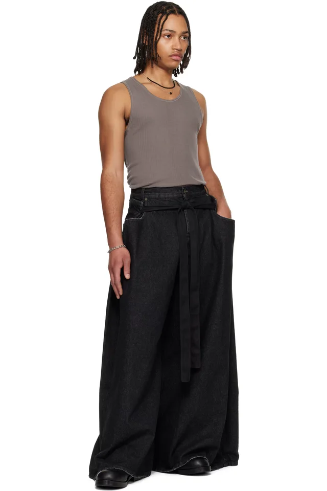 LU'U DAN Black Tie Maxi Jeans, photo 4 of 4 from SSENSE
