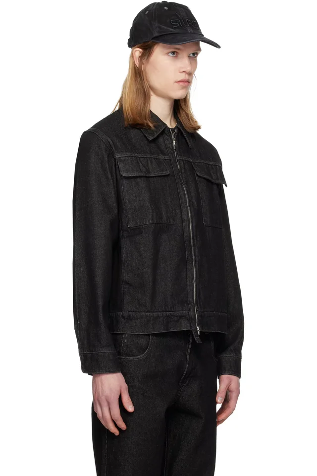 Silas Black Blouson Denim Jacket, photo 2 of 4 from SSENSE