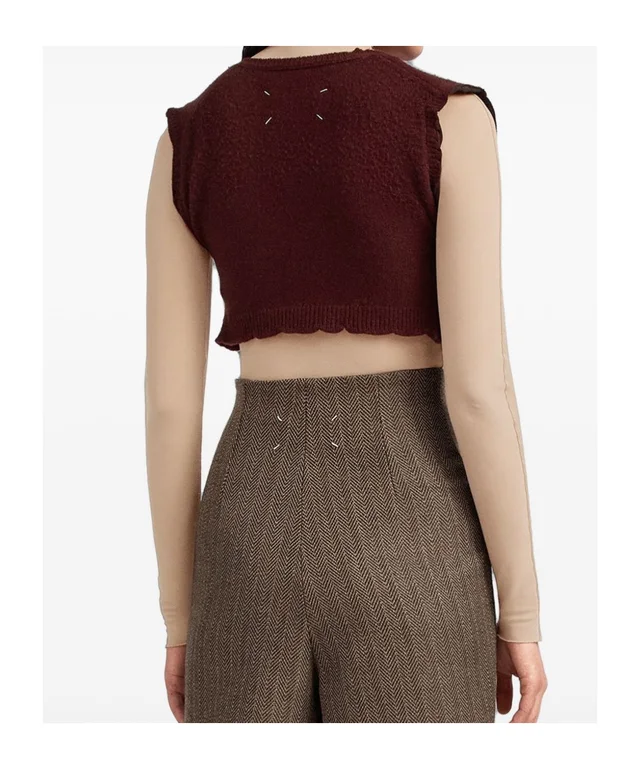 Maison Margiela Distressed Cropped Knitted Top, photo 5 of 5 from SENSER