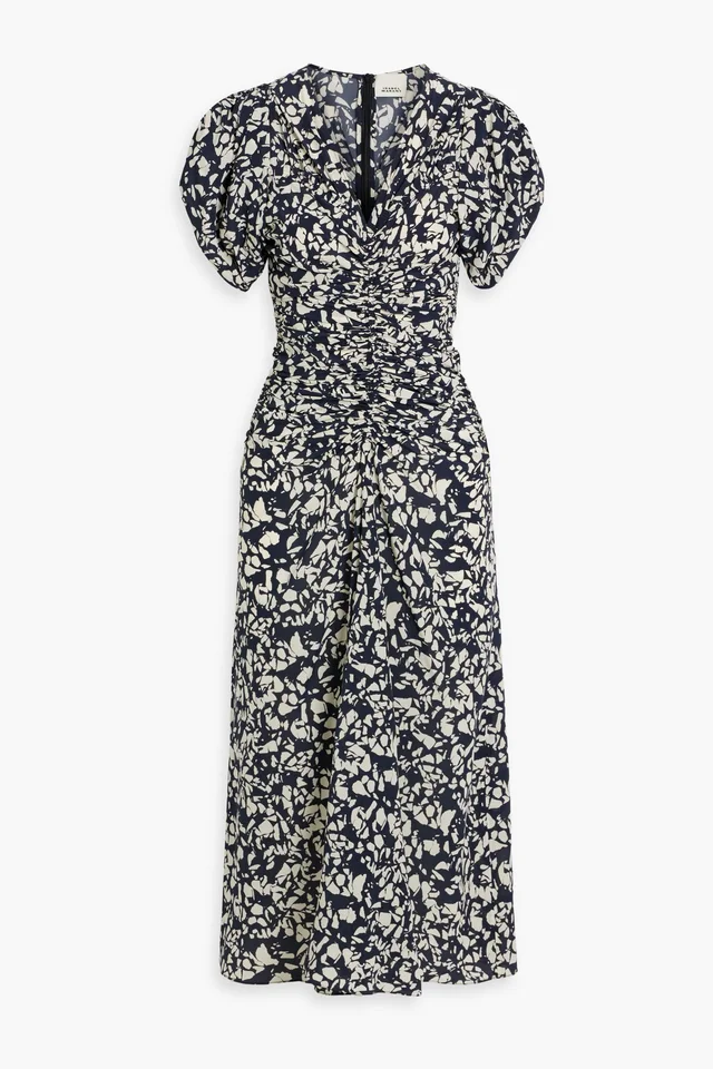 Isabel Marant Lilia ruched printed stretch-silk midi dress from THE OUTNET, photo 1 of 1