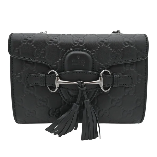 Gucci Black Guccissima Emily Mini Bag in Black Canvas from Clotheshorse Anonymous
