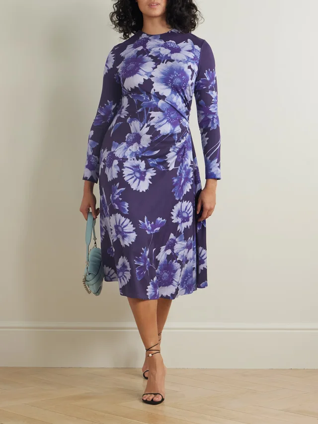 ERDEM Troubridge floral-print gathered stretch-jersey midi dress in Blue, photo 2 of 2 from NET-A-PORTER (Canada)