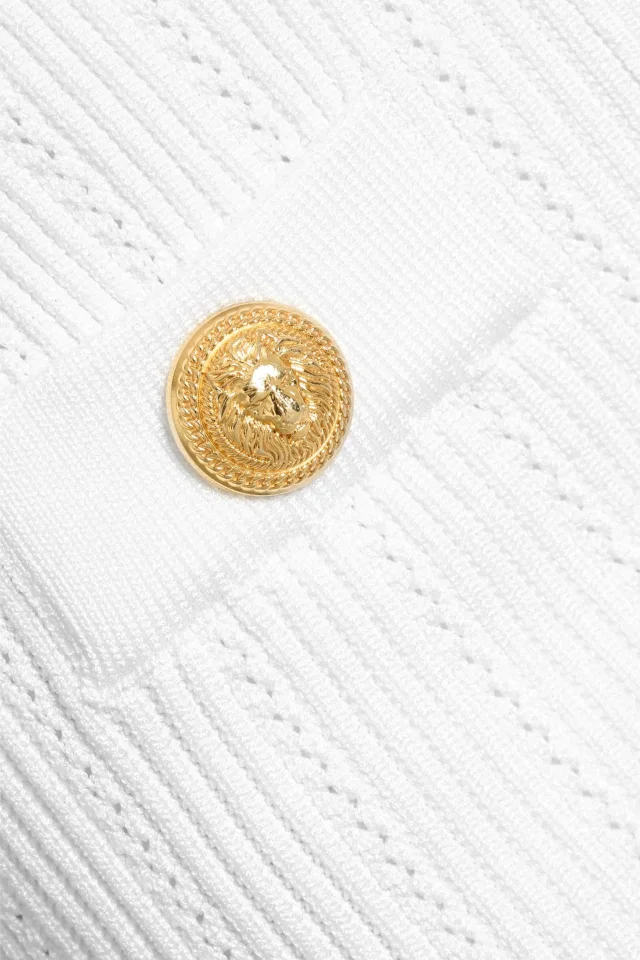 Balmain Embellished Pointelle and Ribbed-Knit Mini Skirt in White, photo 4 of 4 from THE OUTNET
