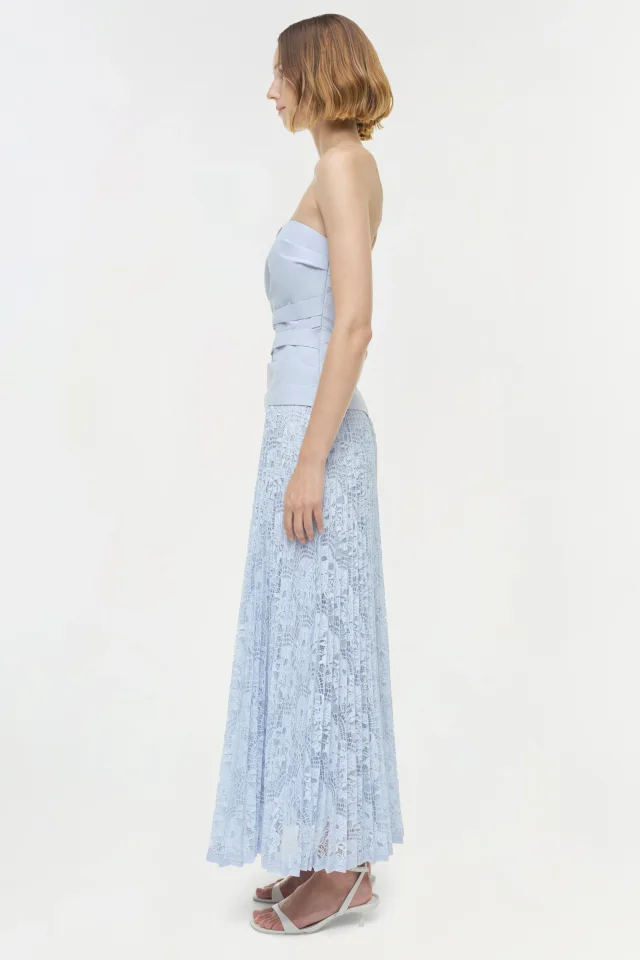 SIMKHAI Annalise Cotton Lace Midi Dress in PERIWINKLE SKY Cotton Poplin / Lace, photo 4 of 7 from SIMKHAI