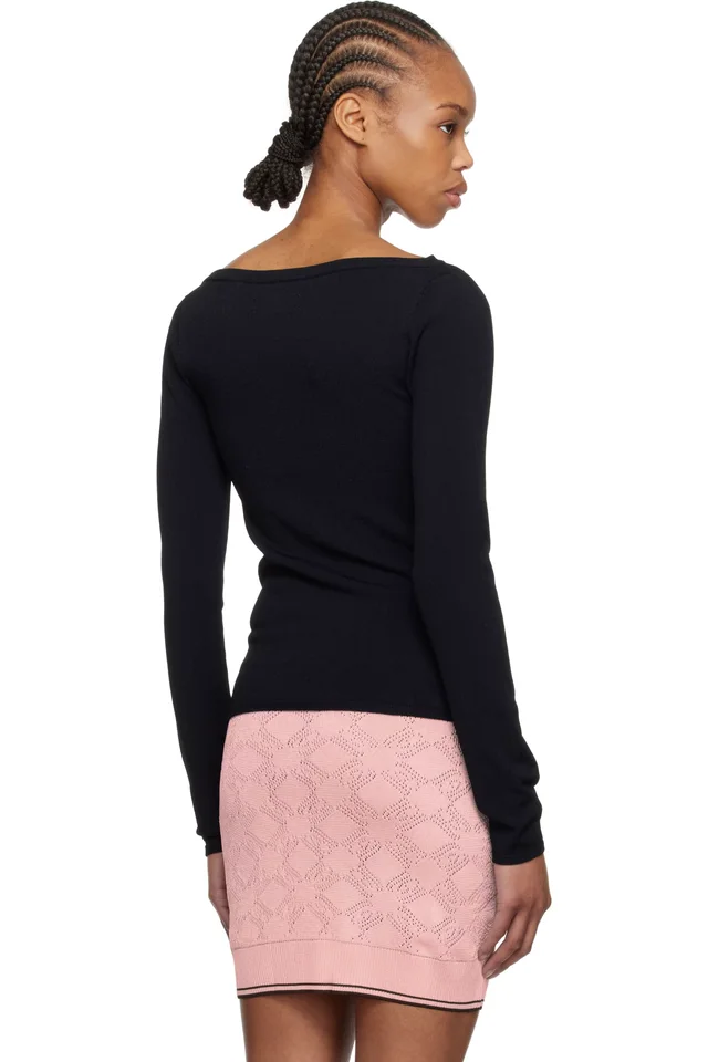 AMIRI Black Long Sleeve Keyhole T-shirt, photo 3 of 4 from SSENSE
